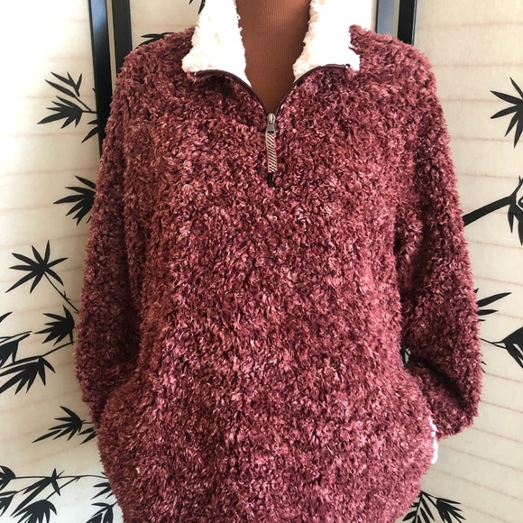 Weatherproof Vintage Long Sleeve Ladies Fleece Pullover Size L Rustic Red EUC - Picture 6 of 11